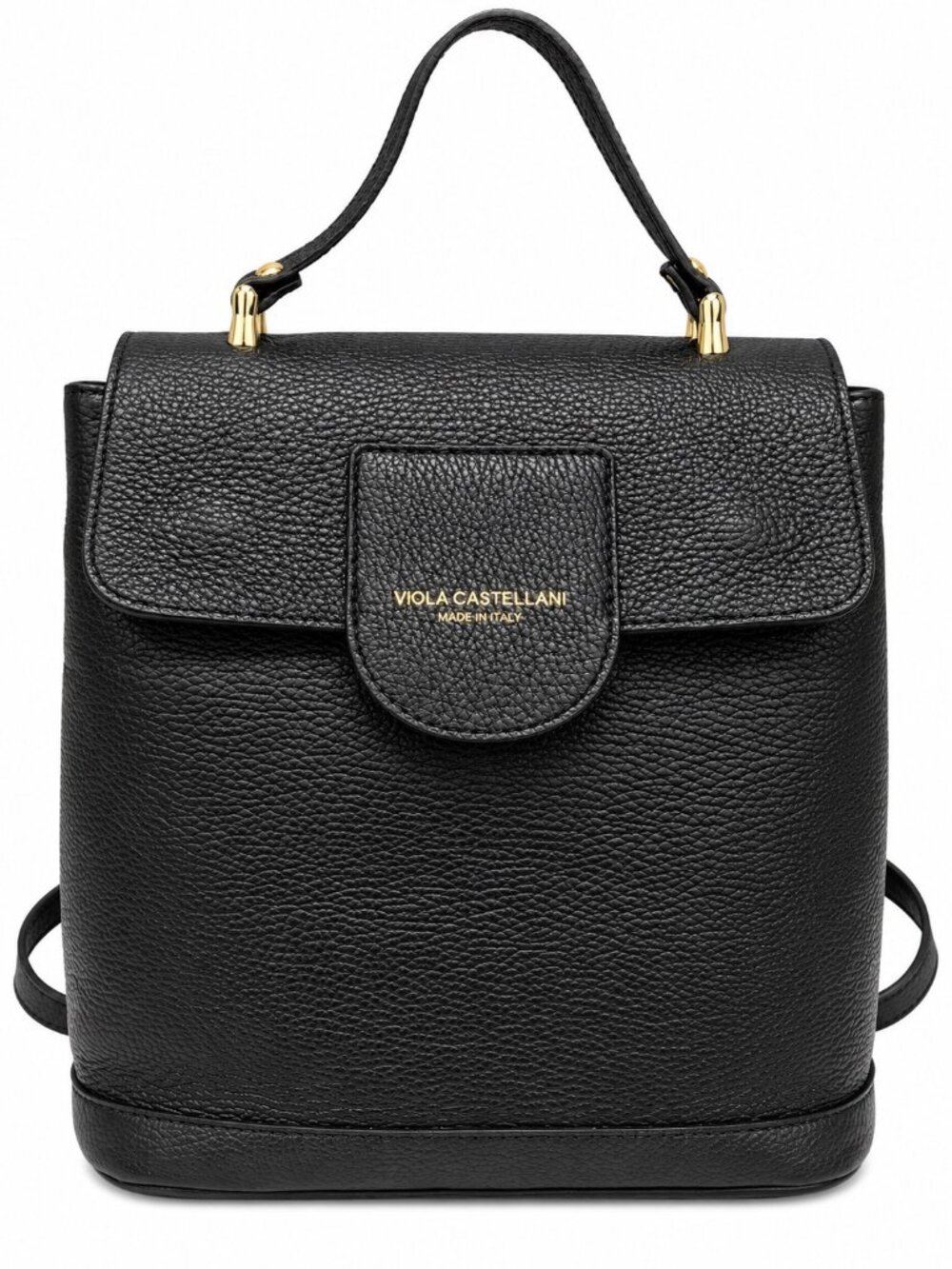Viola Castellani Genuine Leather Black Backpack Handbag Made In Italy